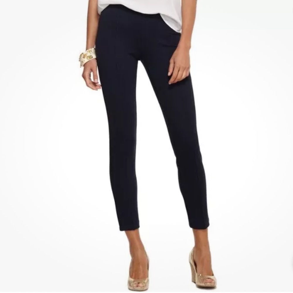 Lilly Pulitzer Black Pleated Travelers‎ Skinny Pants Size XS Pull On Business